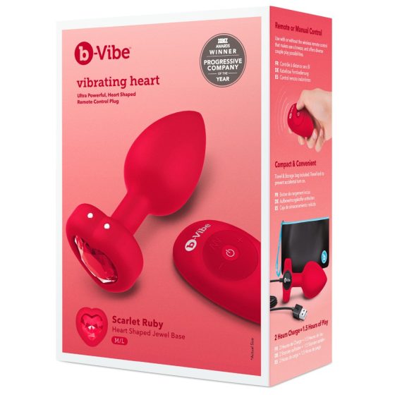 b-vibe heart - bezprzewodowy wibrator analny z radiem (czerwony)