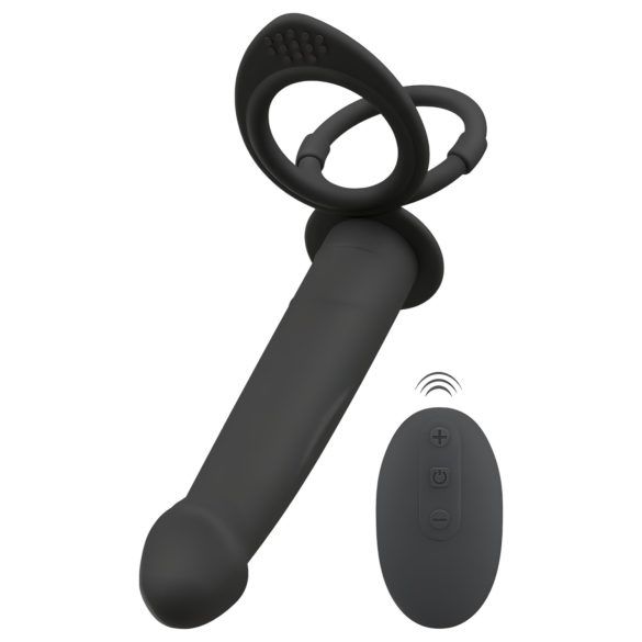 Czarny Aksamit Podwójna Rozkosz - strap-on analny (czarny)