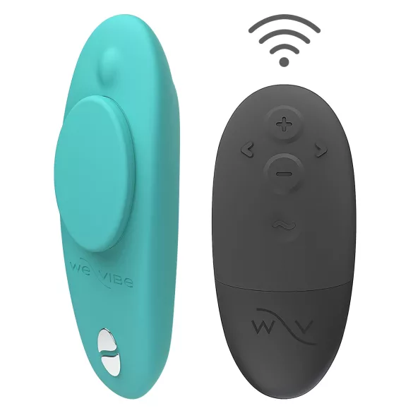 We-Vibe Moxie+ - noszony w majtkach wibrator łechtaczkowy sterowany aplikacją i pilotem (turkusowy)