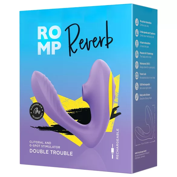 ROMP Reverb - wibrator 2w1 z falami powietrza i do punktu G - fioletowy