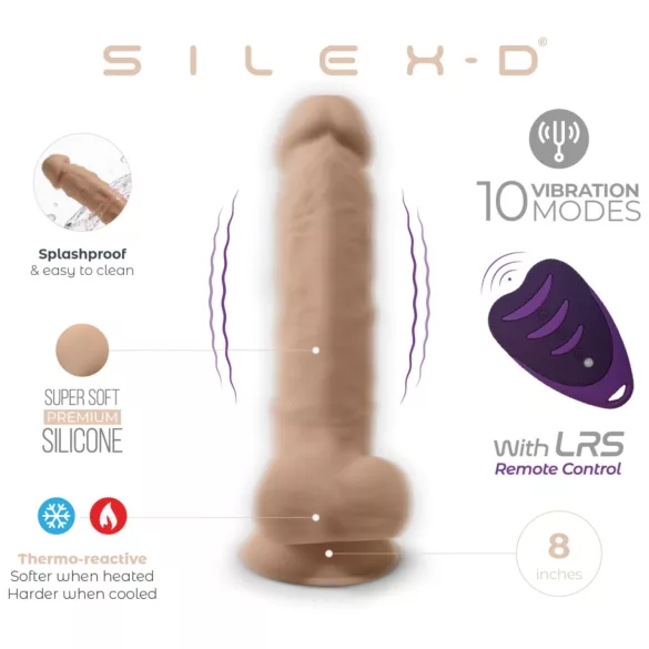 Silexd 8 - wibrujący masażer jąder z pilotem - silikonowy, naturalny kolor