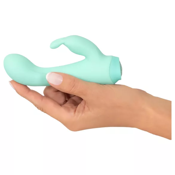 Cuties Mini 4 - akumulatorowy, króliczkowy wibrator z ramieniem na łechtaczkę (zielony)