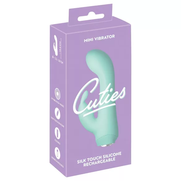 Cuties Mini 4 - akumulatorowy, króliczkowy wibrator z ramieniem na łechtaczkę (zielony)