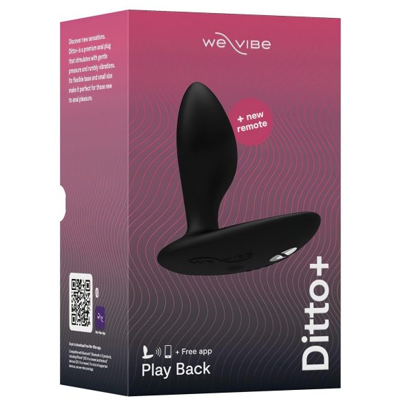 We-Vibe Ditto+ - wibrujący korek analny sterowany aplikacją - silikon czarny