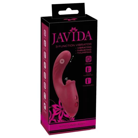 Javida - wibrator 3w1 z języczkiem - silikon czerwony