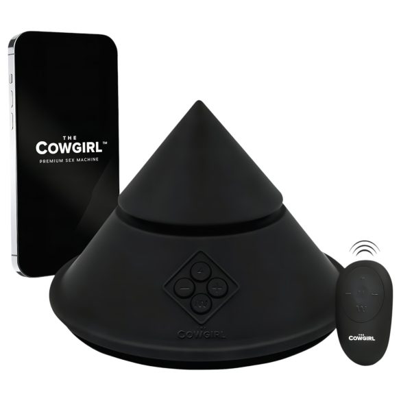 Stożek Cowgirl - inteligentna maszyna do seksu z różnymi nakładkami (czarna)