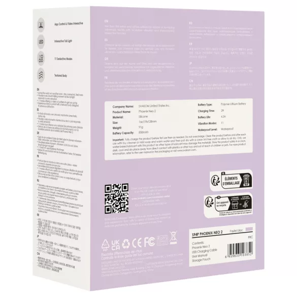 Svakom Phoenix Neo 2 - wibrujące jajko sterowane aplikacją - fioletowy