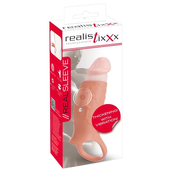Realistixxx - otwarta, wibrująca nakładka na penisa (naturalna)