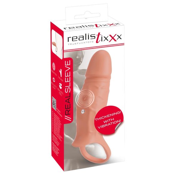 Realistixxx - Pierścień erekcyjny z wibrującą nakładką (naturalny)