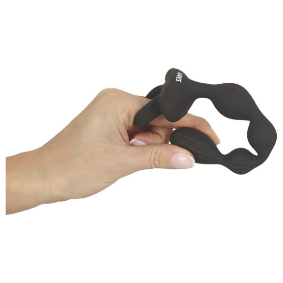 Anos - 2-silnikowy wibrator analny z ruchomymi kulkami (czarny)