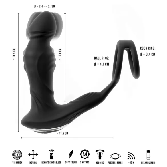 Rebel - wibrujący masażer prostaty typu pchający (czarny)