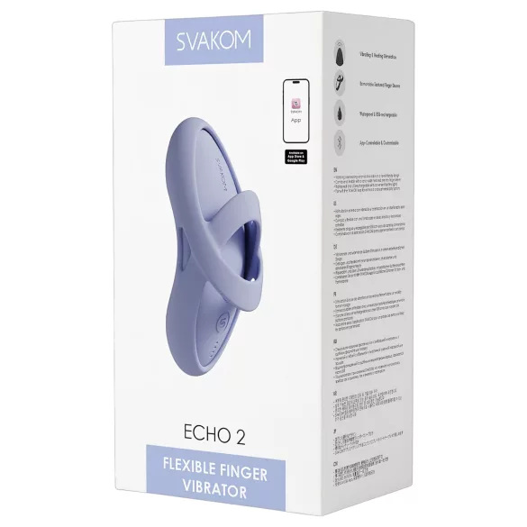 Svakom Echo 2 - wibrator na palec - sterowanie smartfonem - silikon niebieski