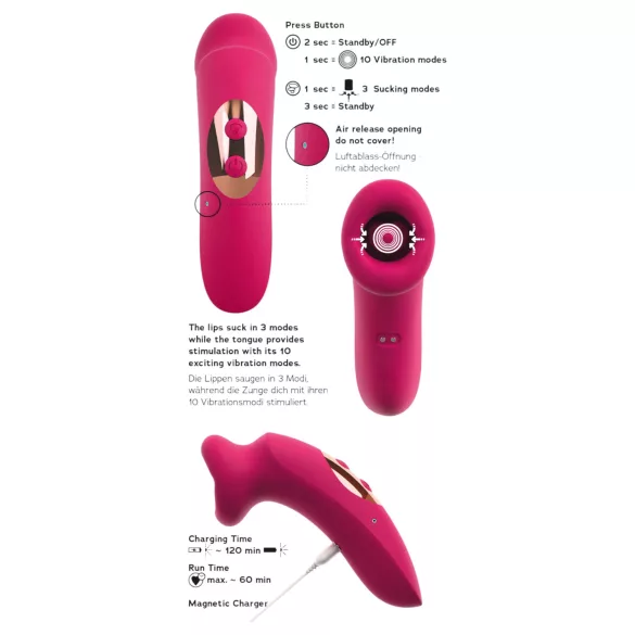 You2Toys Oral Fun - stymulator łechtaczki ssąco‑lizący (różowy)