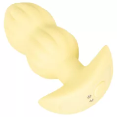 Cuties Mini - korek analny wibrujący żebrowany - żółty
