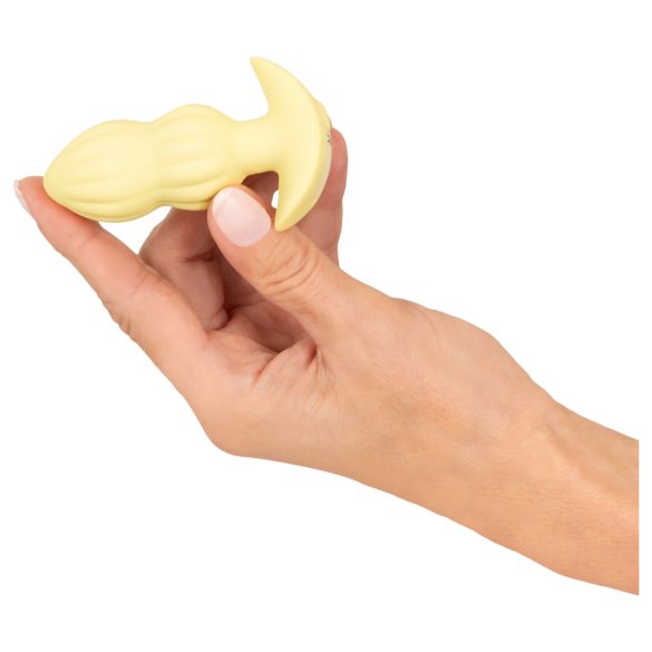 Cuties Mini - karbowany wibrujący korek analny (żółty)