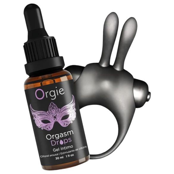 Orgie Orgasmic Bunny - zestaw wibrujących pierścieni erekcyjnych (czarny)
