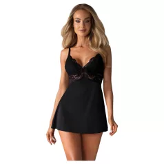   Obsessive - koronkowa koszulka babydoll i stringi (czarne) - L/XL