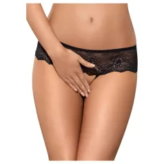   Obsessive Merossa - stringi z cyrkoniami - otwarte - czarne - 2XL/3XL
