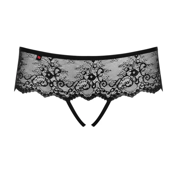 Obsessive Merossa - stringi z cyrkoniami - otwarte - czarne - 2XL/3XL