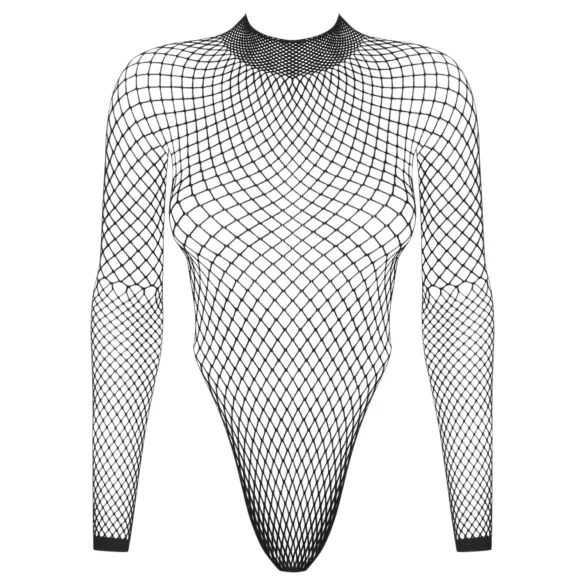 Obsessive - czarne body z długim rękawem z siateczki (S-L)