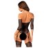 Obsessive - bodystocking siateczkowy wzorzysty - czarny - S-L