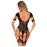 Obsessive - wzorzyste otwarte siateczkowe body (czarne) (S-L)