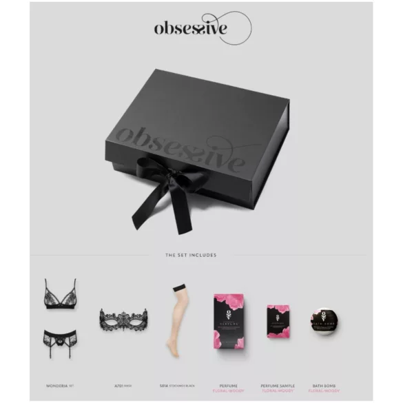 Obsessive Wonderia - zestaw bielizny prezentowy - 6 sztuk (czarny) - L/XL