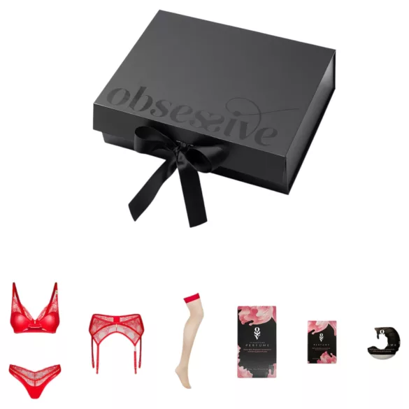 Obsessive - zestaw bielizny erotycznej - 6 elementów - czerwony