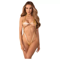   Obsessive Anyya - body z paskami o skórzanym efekcie z łańcuszkami (złote)