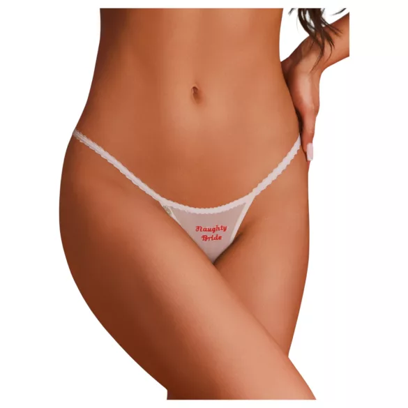 Obsessive Weddya Bride - stringi otwarte (białe) - L/XL