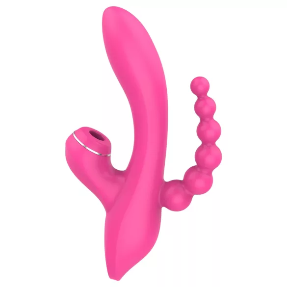 Erospace Sweet Play - wibrator punktu G z sondą analną i funkcją ssania (różowy)