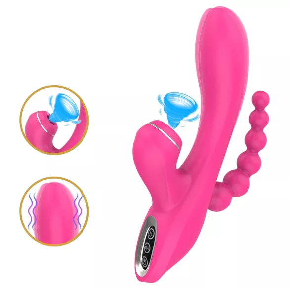 Erospace Sweet Play - wibrator punktu G z sondą analną i funkcją ssania (różowy)