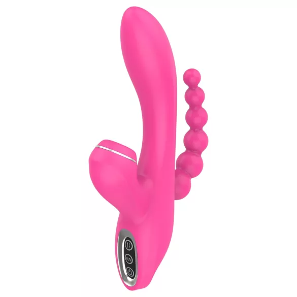 Erospace Sweet Play - wibrator punktu G z sondą analną i funkcją ssania (różowy)