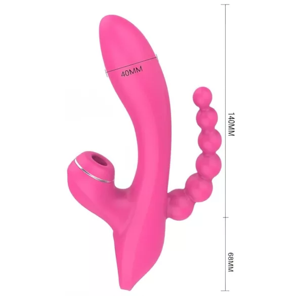 Erospace Sweet Play - wibrator punktu G z sondą analną i funkcją ssania (różowy)