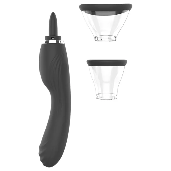 Erospace Sweet Play - wibrator 2w1 do stymulacji łechtaczki z języczkiem i ssaniem (czarny)