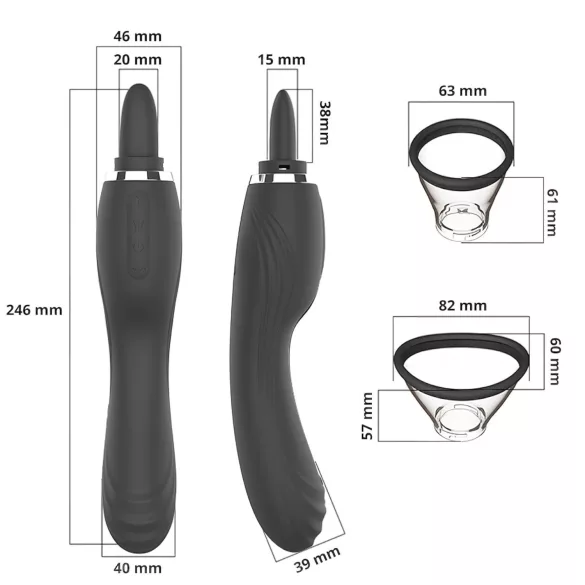 Erospace Sweet Play - wibrator 2w1 do stymulacji łechtaczki z języczkiem i ssaniem (czarny)