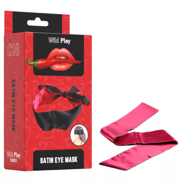 Wild Play - opaska na oczy satynowa - czarno-różowa