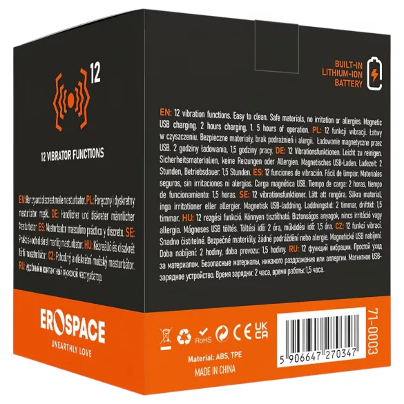 Erospace Men's Play - dyskretny wibrujący masturbator dla mężczyzn (biały)