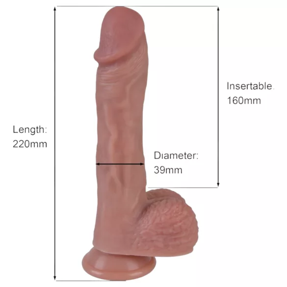 Erospace Natural Play - realistyczny wibrujący dildo z funkcją pchania i obrotu (kolor cielisty)