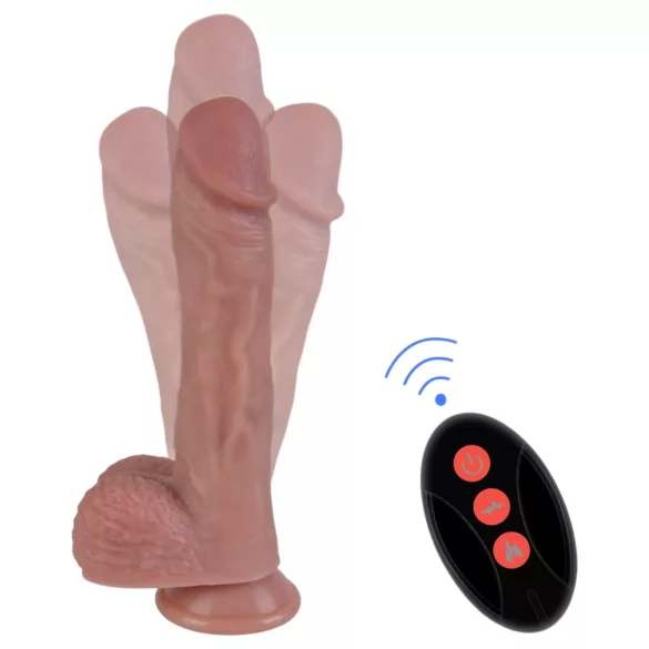 Erospace Natural Play - realistyczny wibrujący dildo z funkcją pchania i obrotu (kolor cielisty)