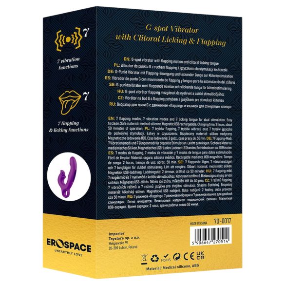 Sweet Play - wibrator do punktu G z funkcją lizania - silikon fioletowy