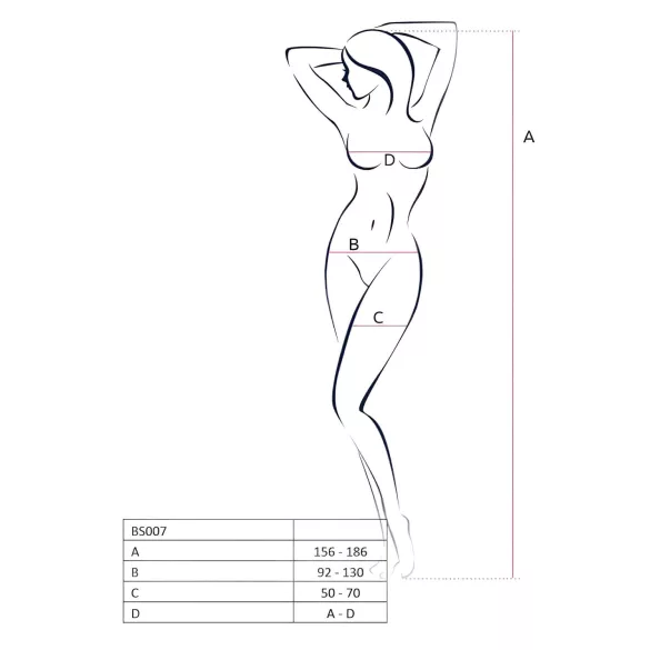 Passion BS007 - bodystocking siateczkowy z wzorem - czarny - S-L
