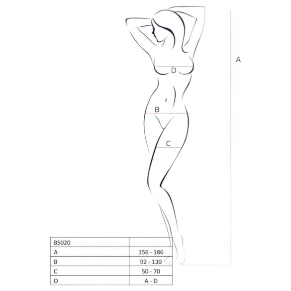 Passion BS020 - otwarty kombinezon z ozdobami - czarny - S-L