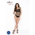 Passion BS035 - koronkowe body siateczkowe z ramiączkami (czarne) - S-L
