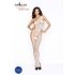 Passion - bodystocking otwarty z kwiatowym wzorem - biały - S-L