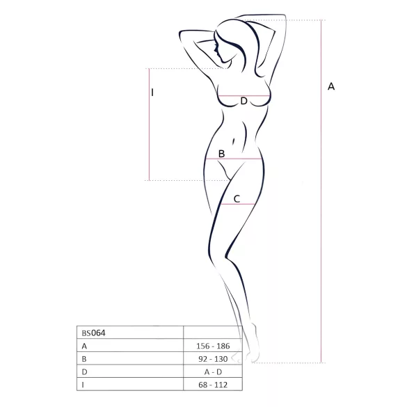 Passion BS064 - otwarty czarny siateczkowy body (S-L)