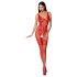 Passion BS069 - ozdobny otwarty kombinezon siatkowy (czerwony) - S-L