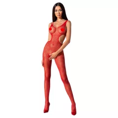   Passion - bodystocking otwarty z wzorem mozaiki - czerwony - S-L