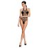 Passion BS087 - przezroczyste koronkowe body (czarne) - S-L