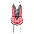 Passion Peonia - komplet bielizny: top i stringi - czerwony